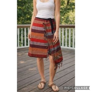 Soft Surroundings Scarf Skirt Women’s Large Bohemian Fringe Colorful Funky Gypsy